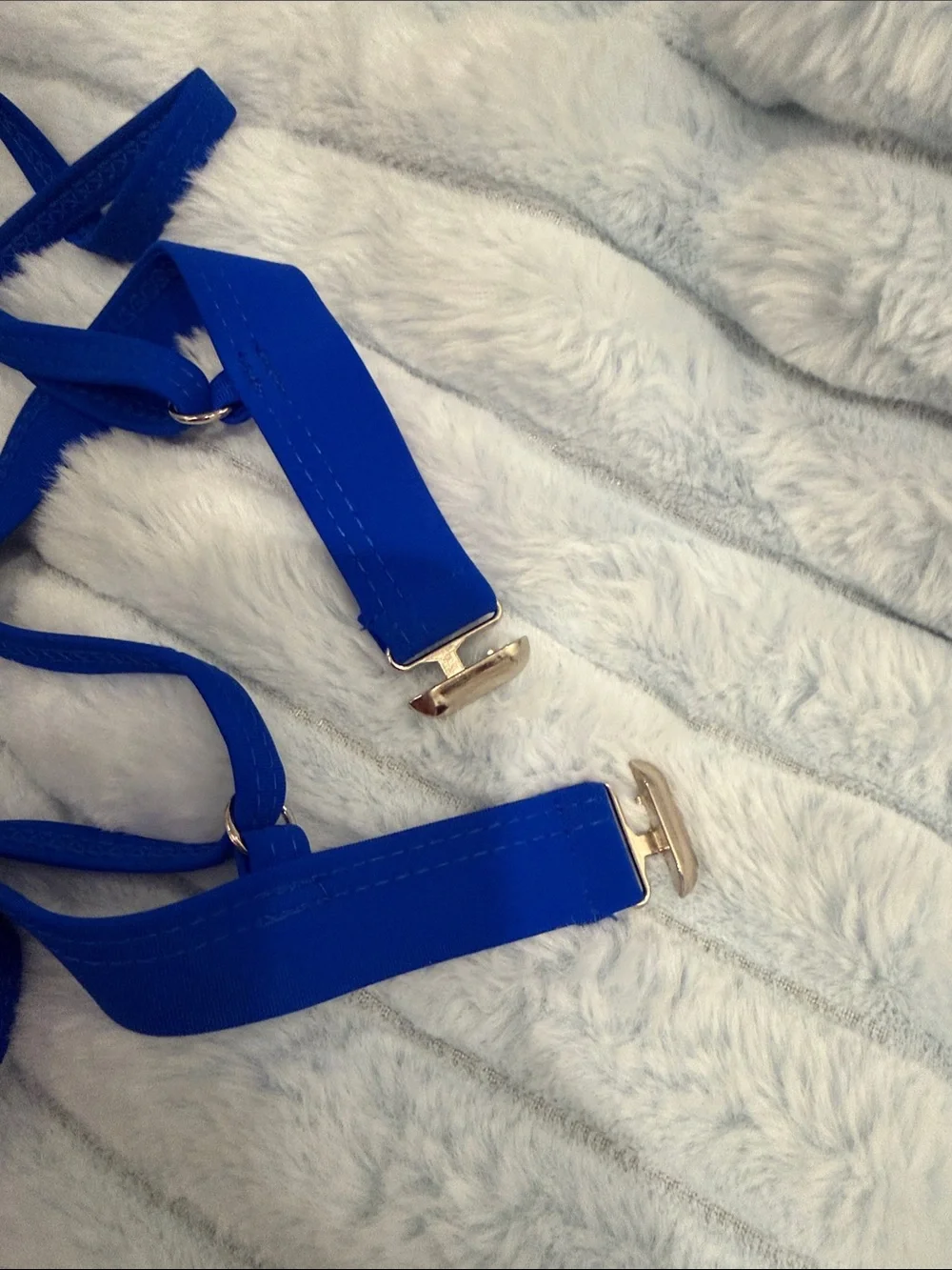 Royal blue color block thong bikini set size M